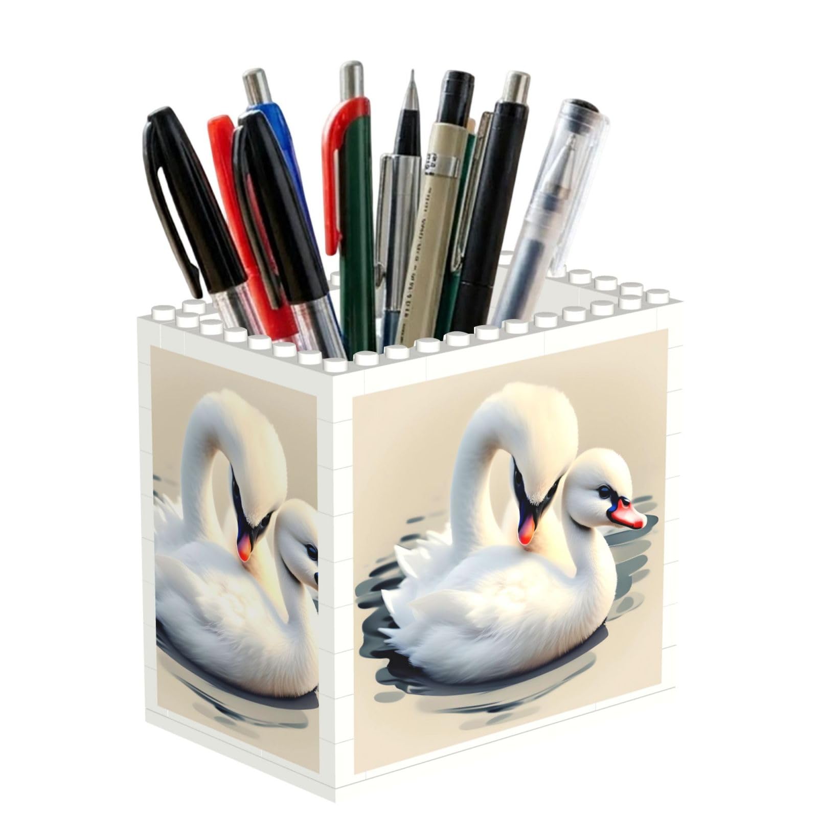 SXZVVBN Cute little swan Building Block Desk Tidy ABS Organiser