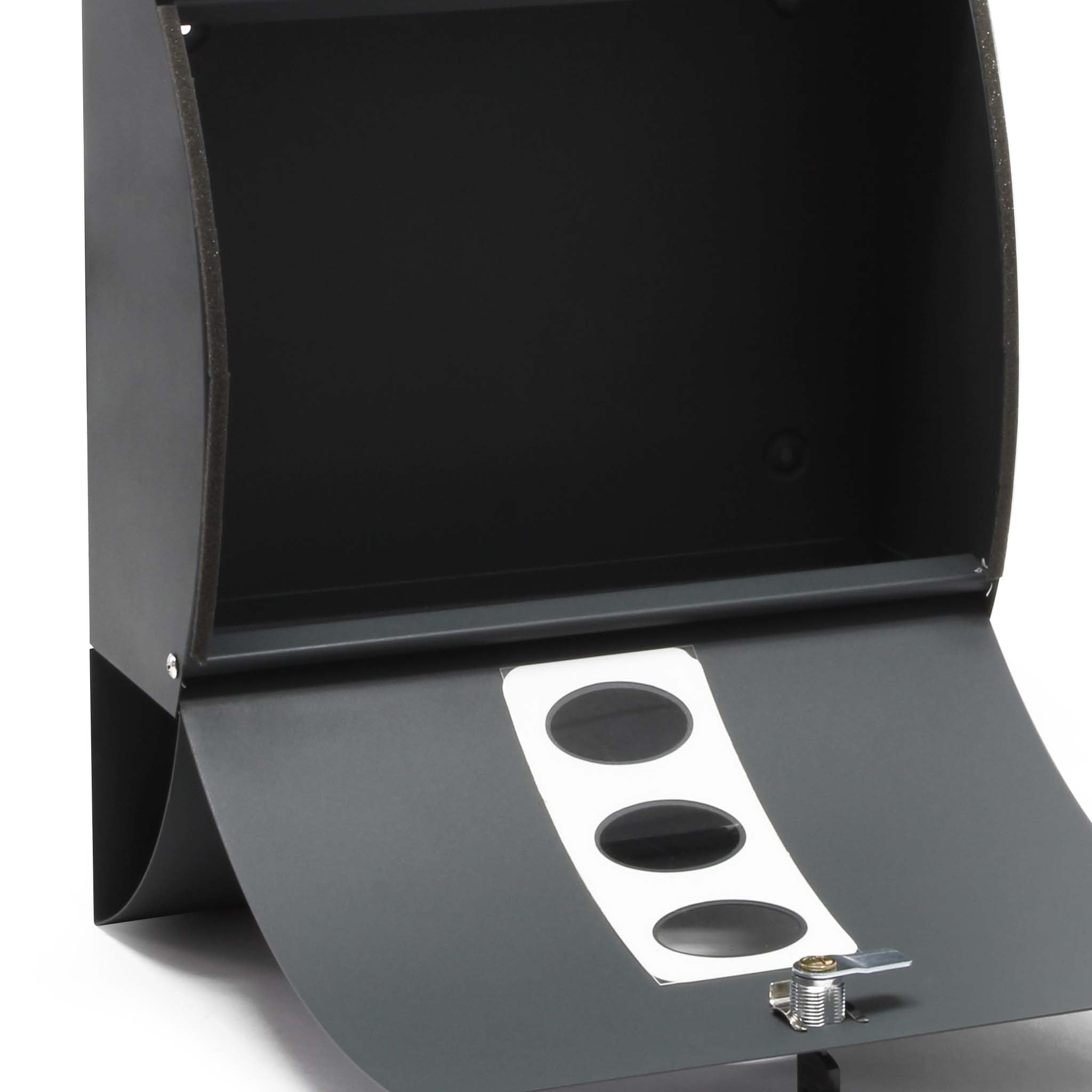 Wiltec Boîte aux lettres murale ou sur pied design & Porte-journaux V18, Verrouillable, Gris anthracite, Acier galvanisé, 320 x 400 x 120 mm, avec Fenêtres