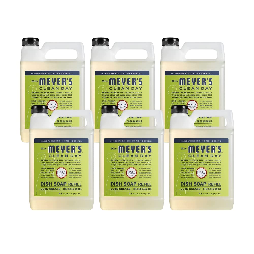 Mrs MEYERS CLEAN DAY Liquid Dish Soap Refill Lemon Verbena 48 Fl Oz Pack of 6