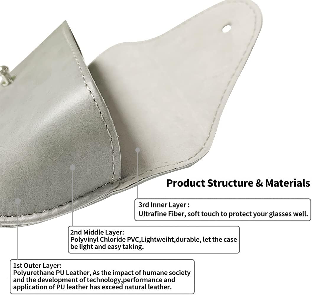 LogHog Portable Leather Glasses Case,Flexible Sunglasses Pouch Slim Case for Women Men Horizontal Eyeglass Case - Image 2