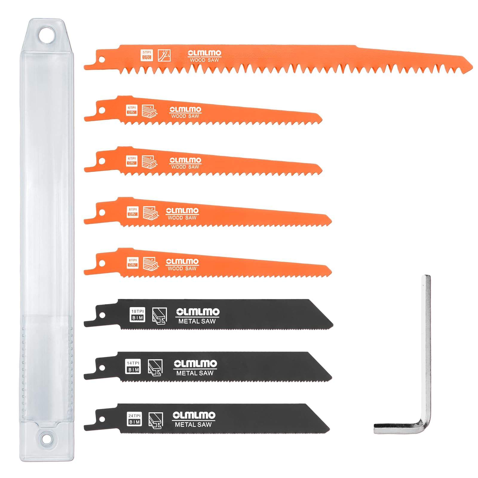 8 Pack Reciprocating Saw Blades, Universal Reciprocating Saw Tool-Free Blade Change for Wood & Metal Cutting Saw Blades