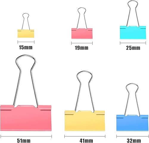 Miniatura 3 de SANNIX 110 clips de colores para carpeta, XL, grande, mediano, pequeño, mini y micro, clips coloridos para carpetas de varios tamaños, clips para