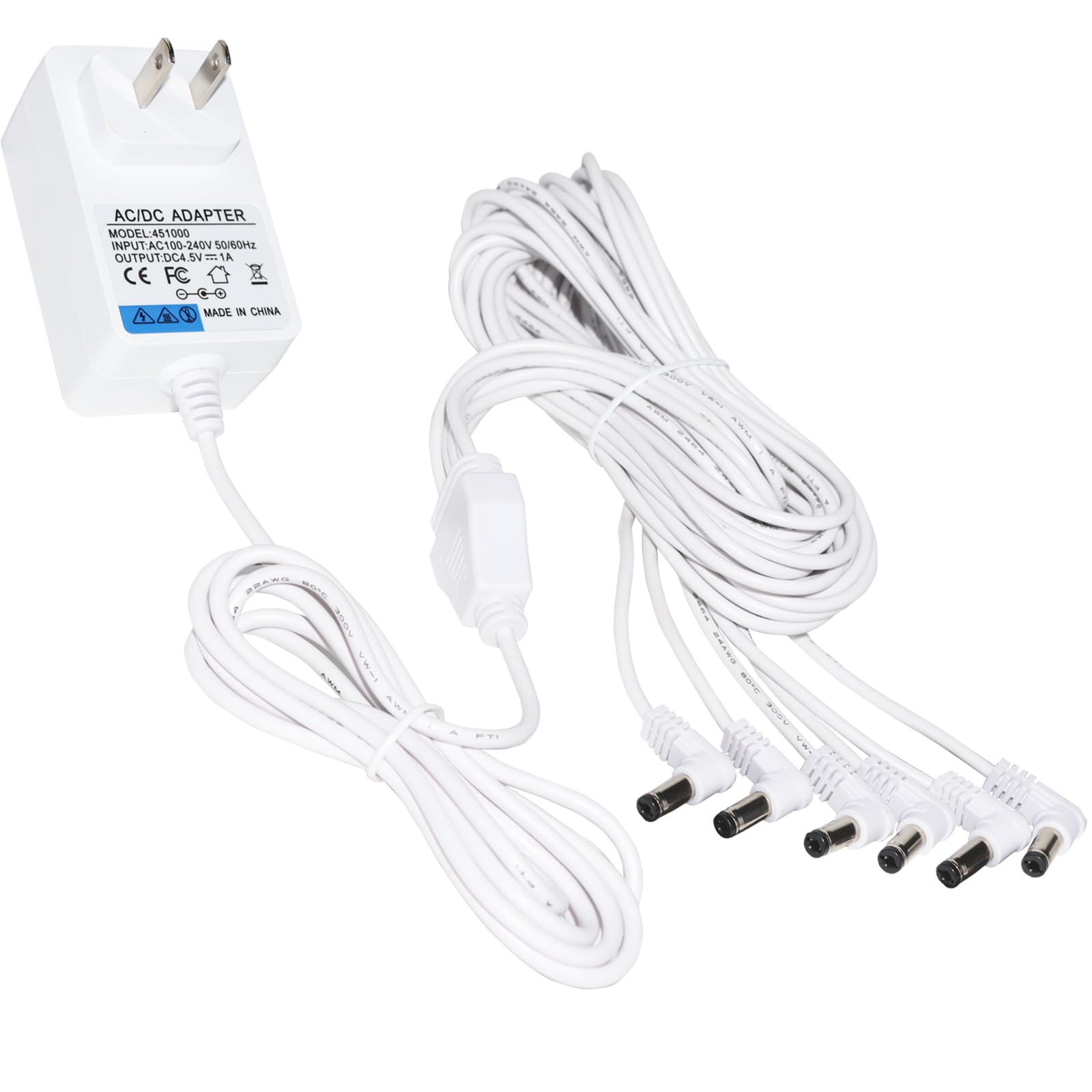 4.5V Power Adapter Compatible with Lemax Lighted Accessory AC DC Power Adapter for Christmas Halloween Village Mini Lighting Building Decoration(White