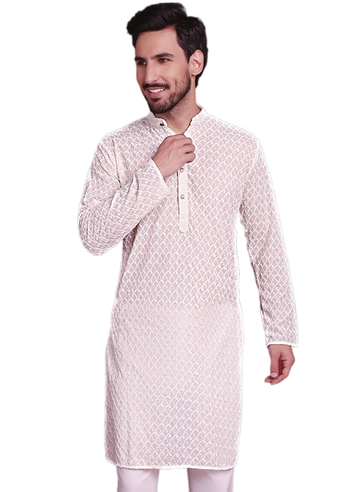 Men Pure Cotton Regular Fit Chikankari Kurtas