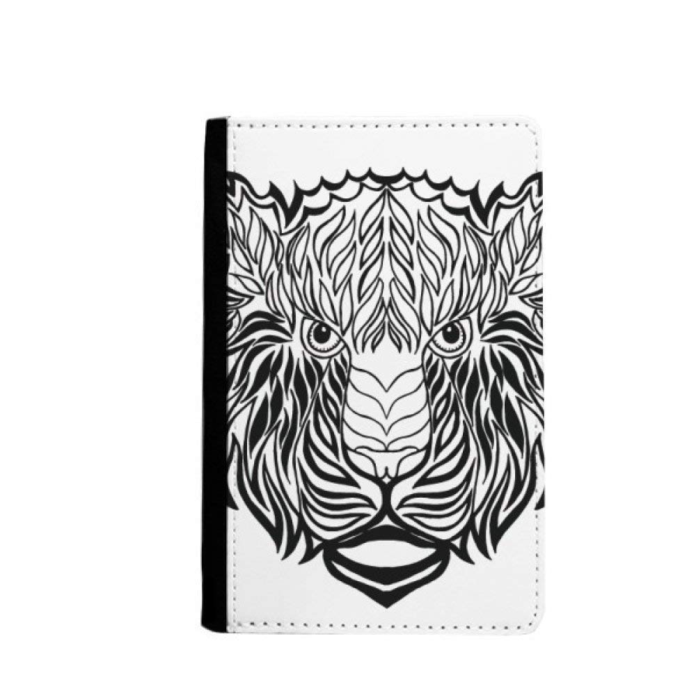 beatChong Strong Lion Animal Portrait Sketch Passport Holder Travel Wallet Cover Case Card Purse