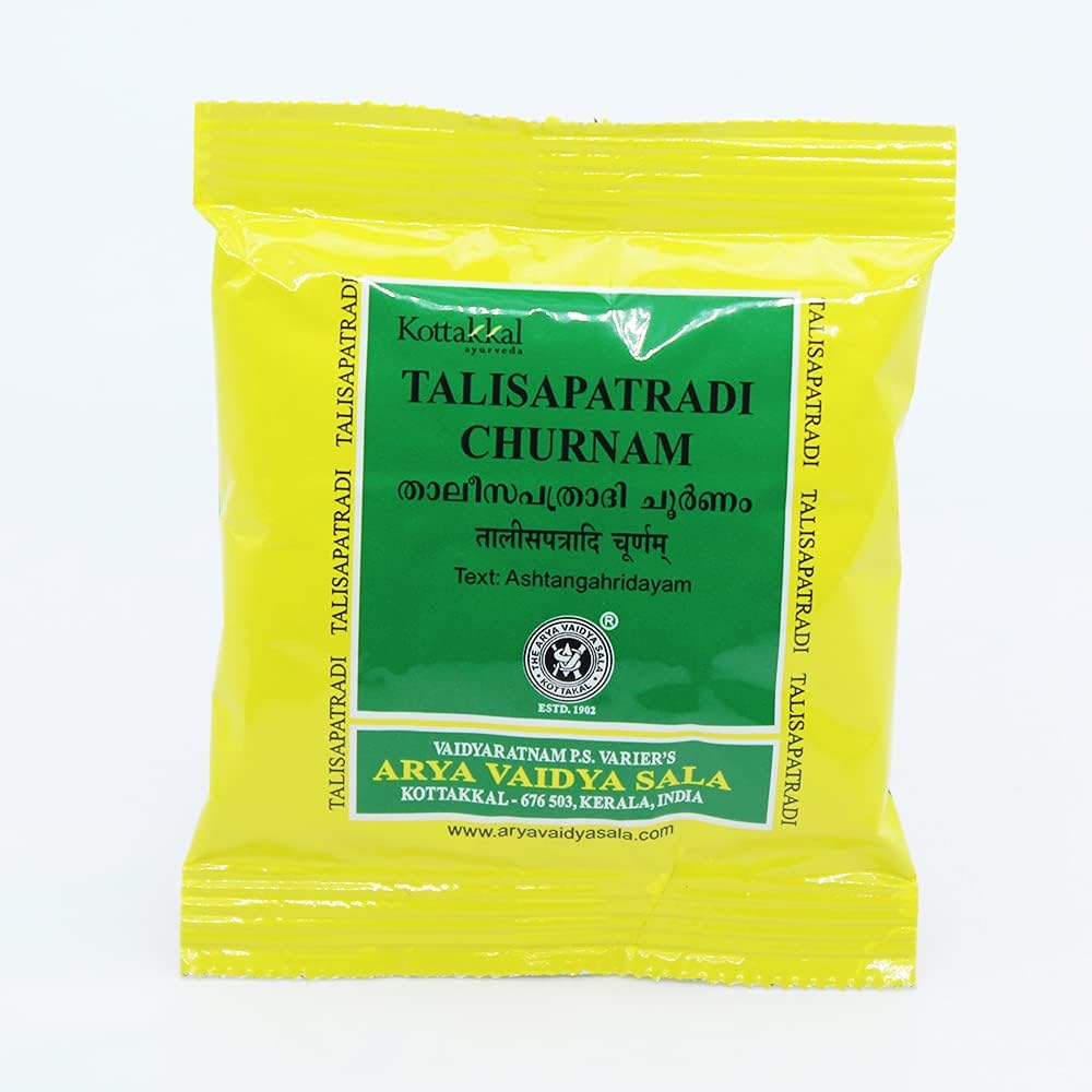 Arya Vaidya Sala Kottakkal Talisapatradi Churnam-10gm (Pack of 5) WITH Sukanthi Throat Relief Pills