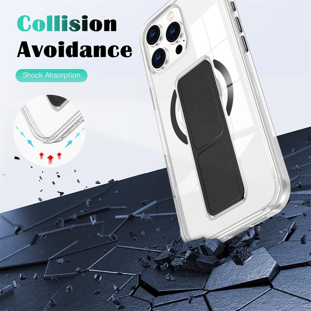 Custodia protettiva anticaduta con supporto magnetico per cinturino da polso trasparente per iPhone 13, 14, 15, 16 Pro Max, 14, 15, 16 Plus, colore grigio blu, per iPhone 13