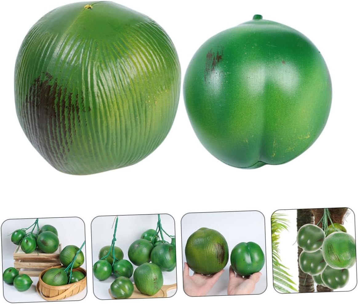 IMIKEYA 6pcs Artificial Coconuts Decorations for Tropical Parties Realistic Faux Coconut Props for Luau Events and Home Decor Easy to Clean and Lightweight Design