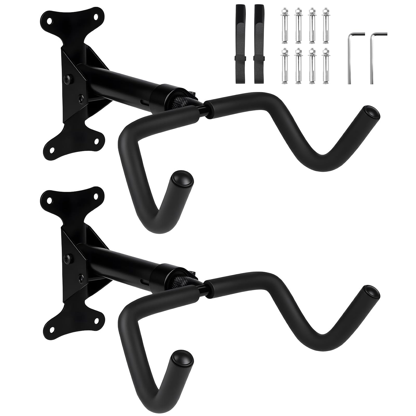 Set de 2 Soportes de Pared para Bicicleta, Carga Máxima 30 kg, Rotación 360°, Brazo Telescópico, Plegable a 90°, Protección de Espuma EVA de 8 mm para el Cuadro, para Bicicletas de Carretera y MTB