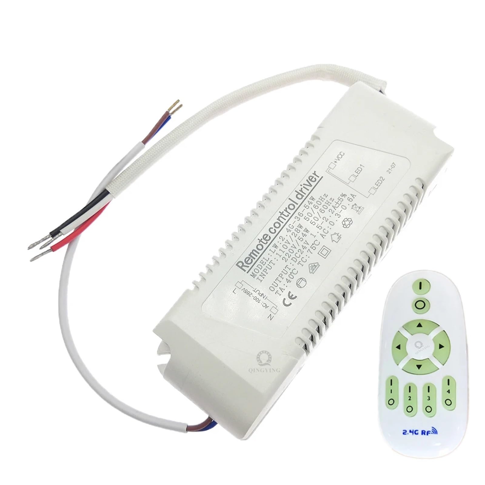 1PCS AC110V-220V 18W-108W-150W Output 24V 2.4G Remote Control LED Driver Power Supply For Dual Color LED Strip Dimming Color Changing(36-54W,AC 110V With Remote)
