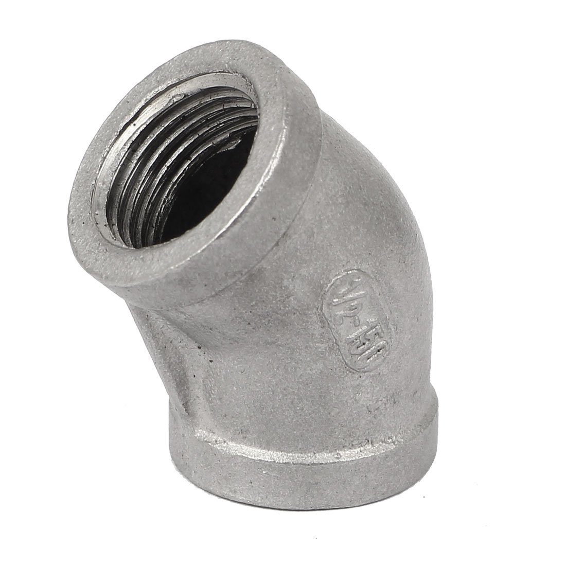 Raccordo Acciaio Inox 304 Gomito (Elbow) 45° In Acciaio Inox 304 Filettato NPT 1/2 - Femmina Connettore Doppio Filetto Esterno DN20