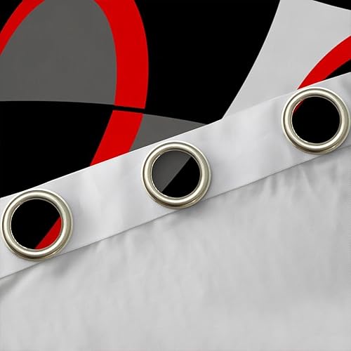 Miniatura 5 de Cortinas opacas con geometría roja, gris, negra, 30% a 50%, para niños, retro, círculos, para dormitorio, sala de estar, cortinas de oscurecimiento