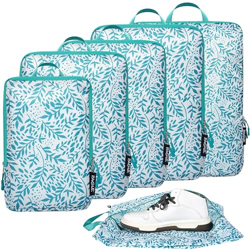 BAGAIL 4 Set/6 Set Ultralight Compression Packing Cubes Packing Organizer for Travel Accessories Luggage Suitcase Backpack, Leaf, Variety Pack, 70d-nylon
