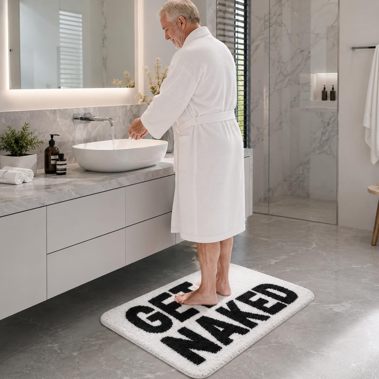 Get Naked mata łazienkowa dywaniki łazienkowe antypoślizgowa wycieraczka mikrofibra chłonna mata pod prysznic dywanik łazienkowy do sypialni łazienki dekoracja (czarna, 50 x 80 cm)