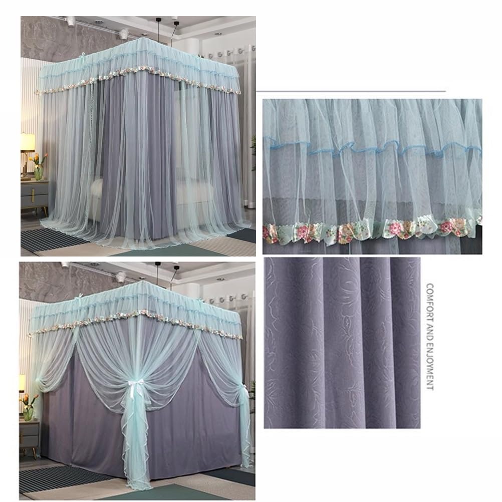 Moskitonetz für Doppelbett, Doppelbetthimmel für Twin, Queen, King, Schlafzimmer, dekorative Bettvorhänge mit Metallhalterungen, (200 x 220 x 195 cm) (100 x 200 x 195