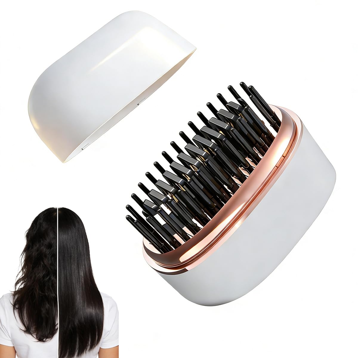 Mini Cordless Hair Straightener Brush – Portable Electric Hair Brush with Rapid Heating & 3 Temp Settings – Anti-Scald Electric Straightening Comb for Travel, Gym, Office & On-The-Go Quick Touch-Ups