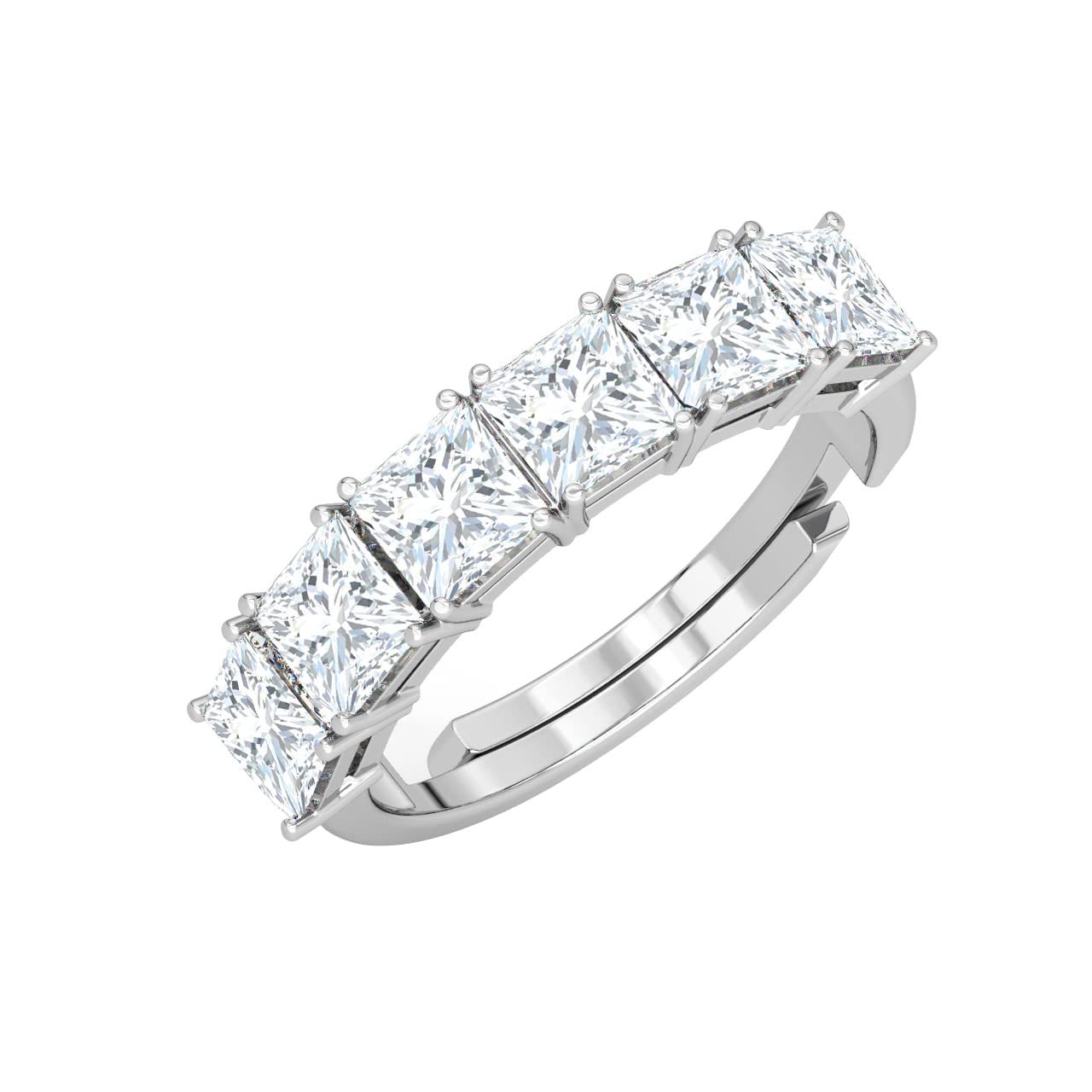CLARA Pure 925 Sterling Silver Square Eternity Finger Ring with Adjustable Band | Gift for Women Girls Wife Girlfriend | Swiss Zircon Rhodium Plated (B0CBSDS7H5) Amazon Price History, Amazon Price Tracker