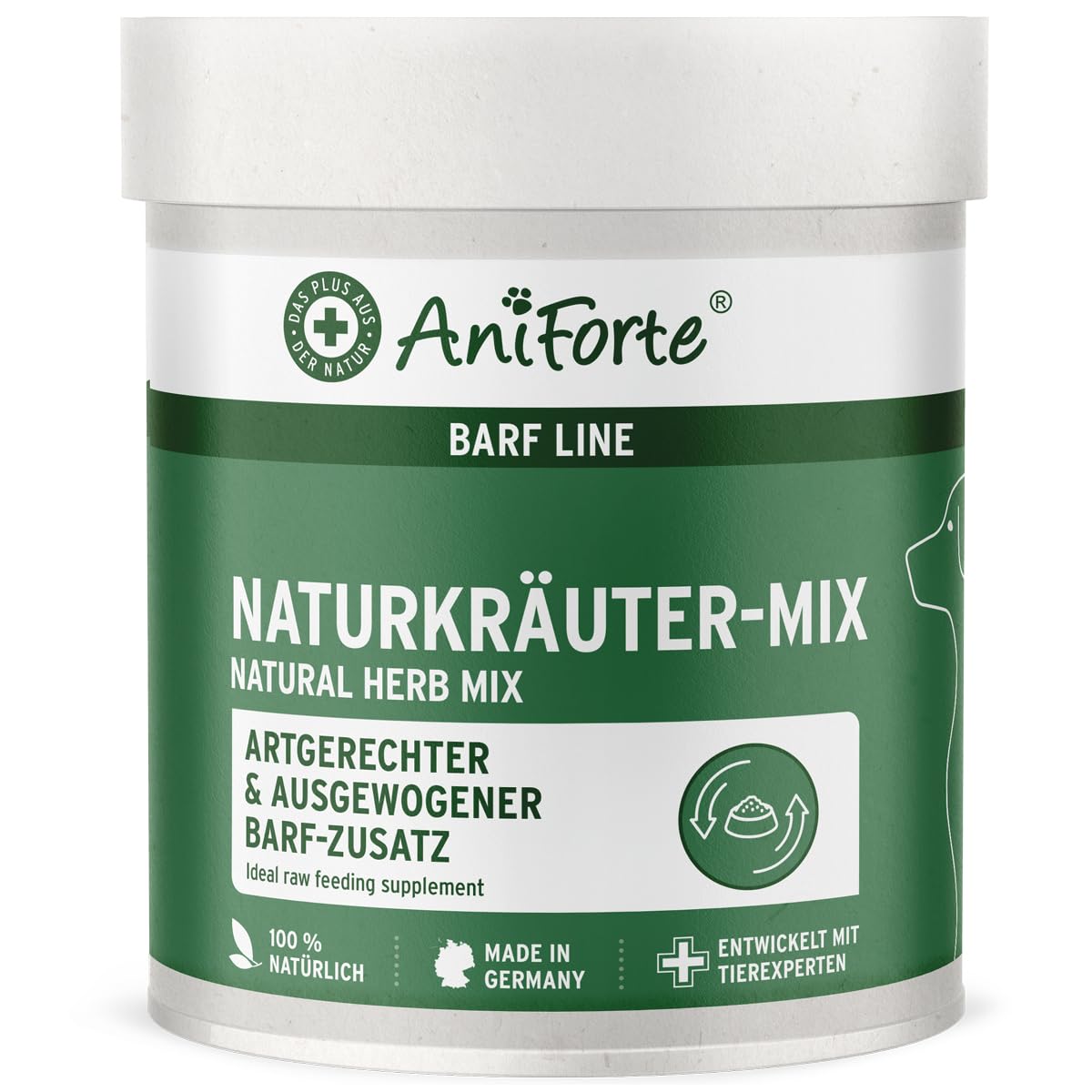 AniForte Barf Naturkräuter Mix für Hunde 250 g - Unterstützt Verdauung, optimiert Immunsystem, Kräuter für Hunde mit Enzymen, Chlorophyll & Vitaminen, Perfekter Barf Zusatz als Naturprodukt