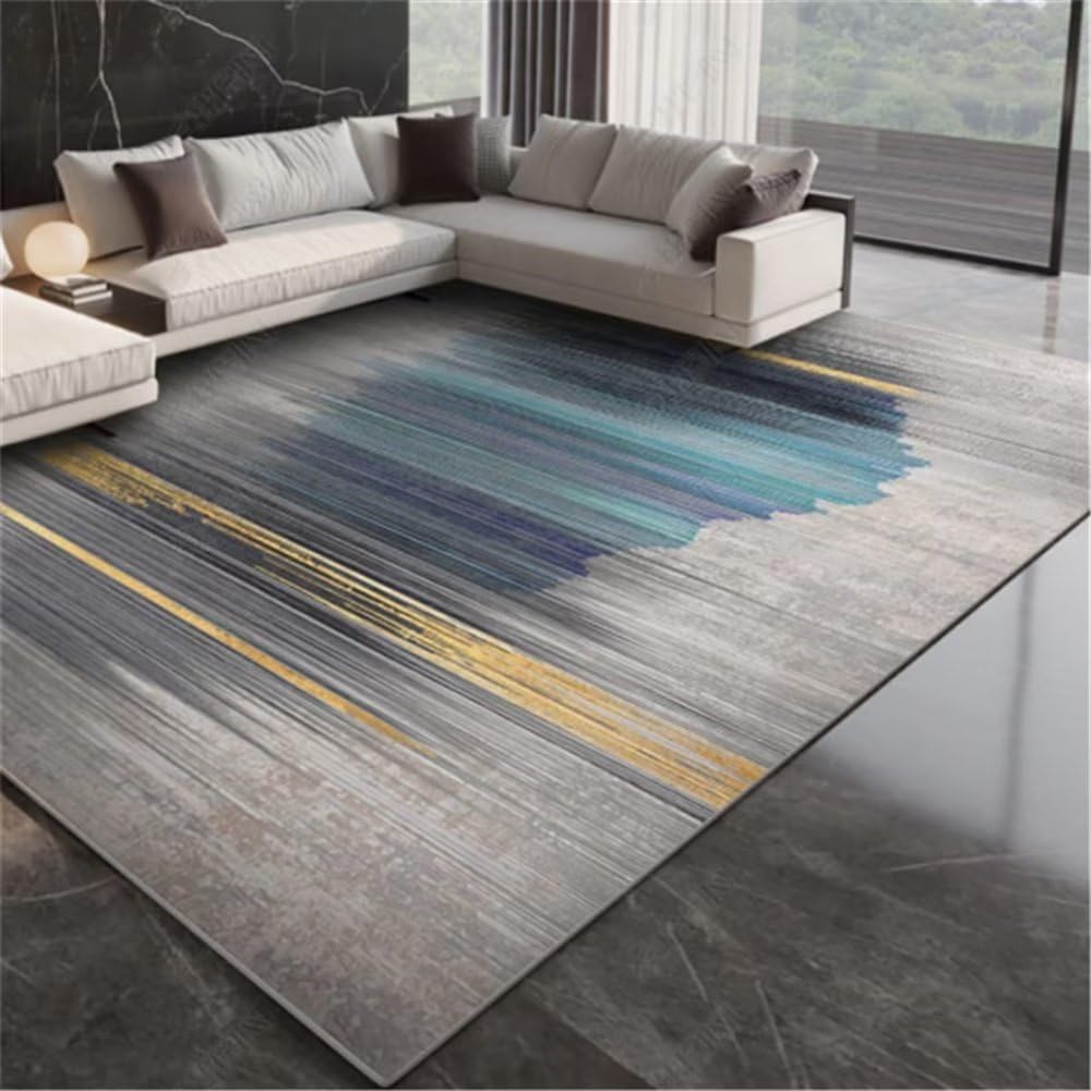 Tapis bleu gamer 200x300cm résistant à la saleté pour chambre