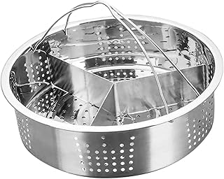 Angoily Stainless Steel Steamer Pot Basket with Dual Handles and Trivet Food Steam Cooking Rack for Healthy Veggies Seafood and Rice Steaming Insert for Pots