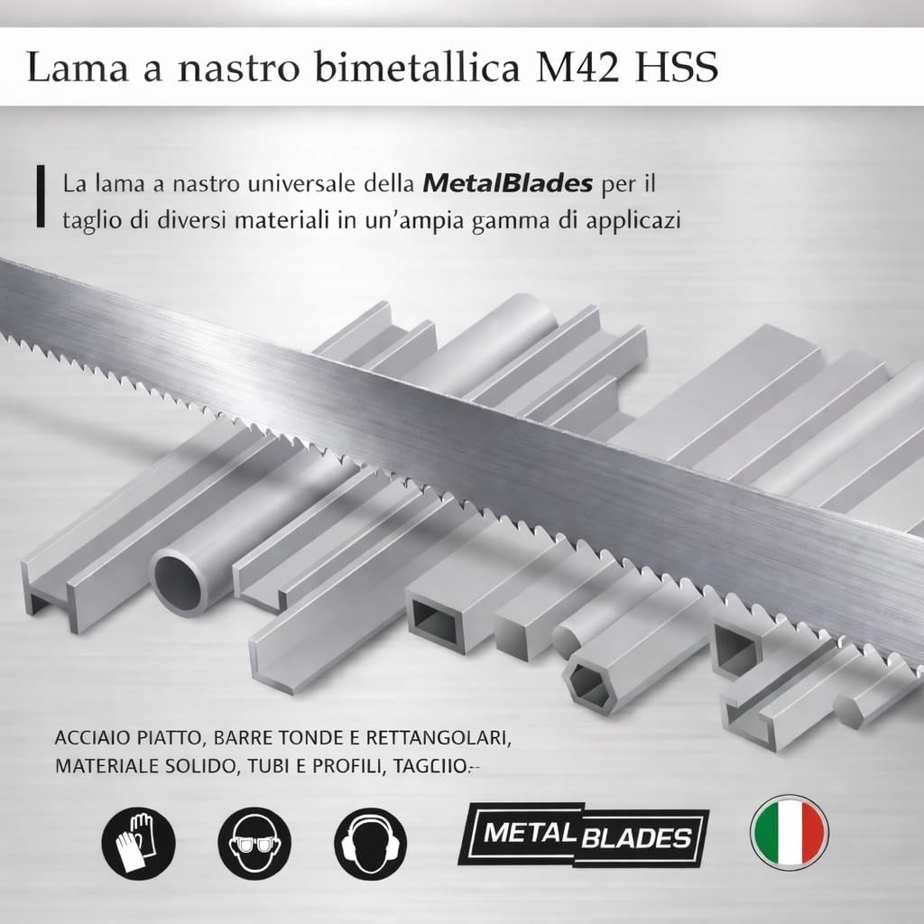 Lama a nastro M42 HSS bimetallica Premium 1140 x 13 x 0,65 mm con 14/18 denti per pollice (TPI) - per taglio di metallo, acciaio, alluminio, metalli non ferrosi e leghe leggere (la più venduta)