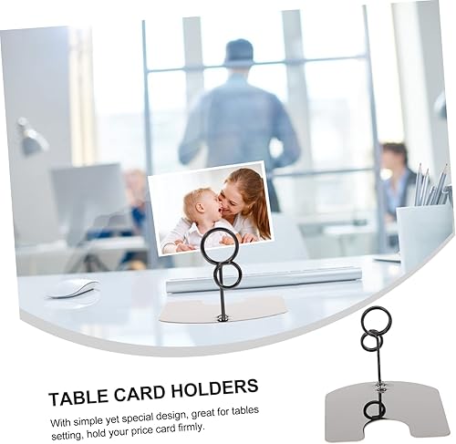 Miniatura 9 de Ciieeo 5 unids Clip de etiqueta de precio perchas de ropa de plástico titulares de letrero para mesa superior soporte de exhibición de metal Mini