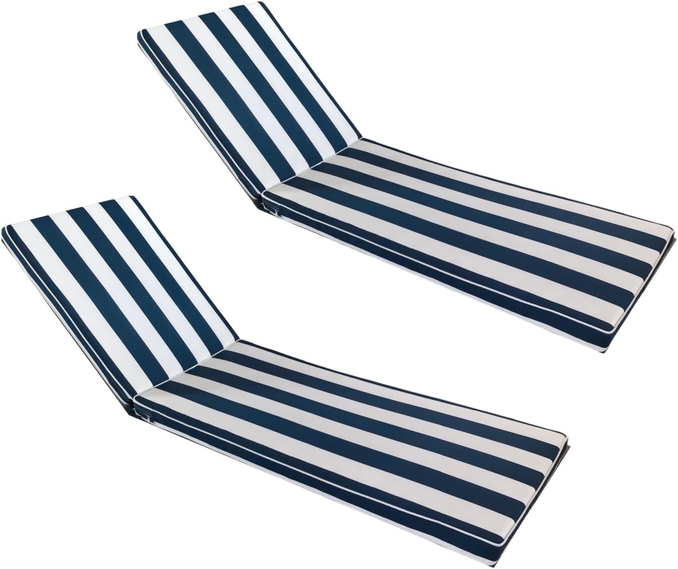 outdoor chaise lounge cushion set of 2 for outdoor furniture 74x21x2.7 inch premium lounge chair cushions (navy white stripe)