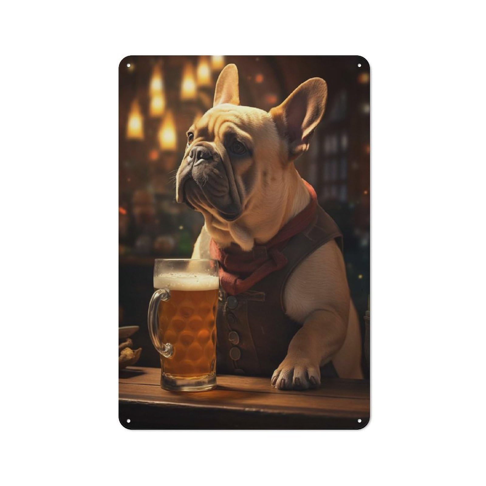 Junmoney Funny French Bulldog Beer Shed Style Shed Metal Sign 30X20cm, Shed Wall Decor For Shed, Garden Room, Porch Or Garage