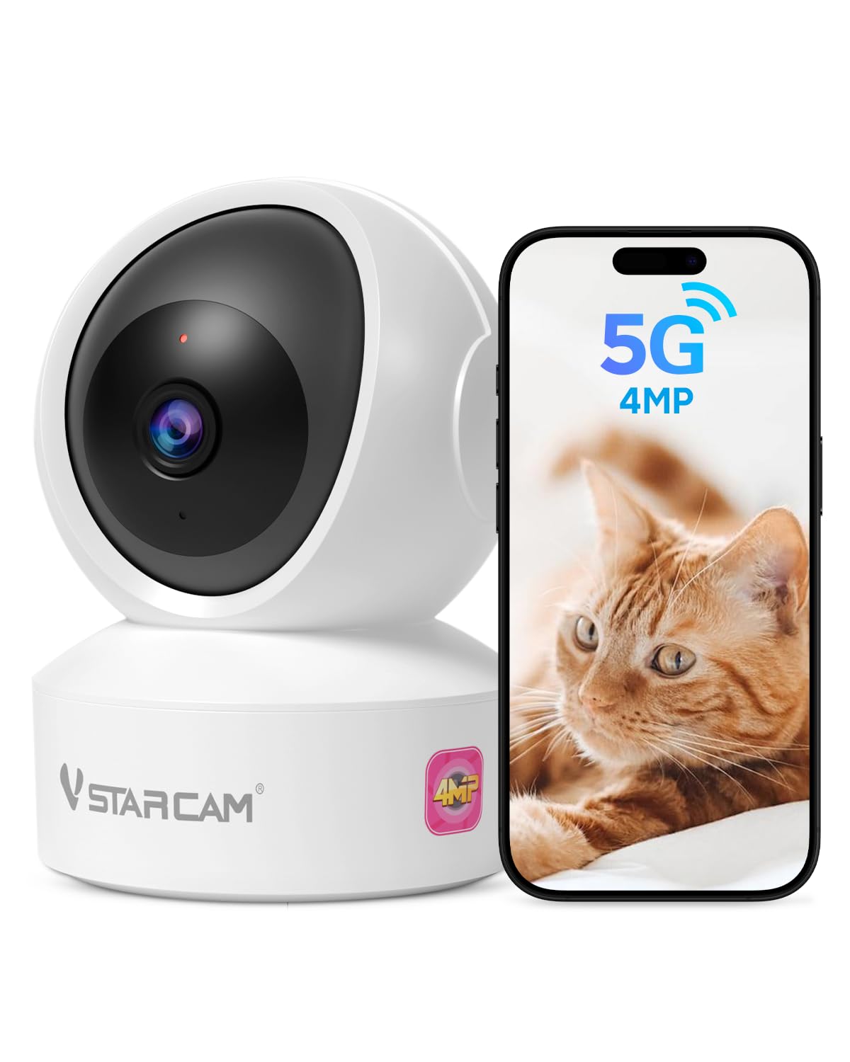 VSTARCAM 5G Indoor Camera Wireless, 2.5K QHD with 5X Zomm, Dual-Band WiFi, 360° Pan-Tilt, Color Night Vision, Motion Detection, Real-time Alerts, 2-Way Audio, Cloud &amp; SD Card Storage(up to 256GB)