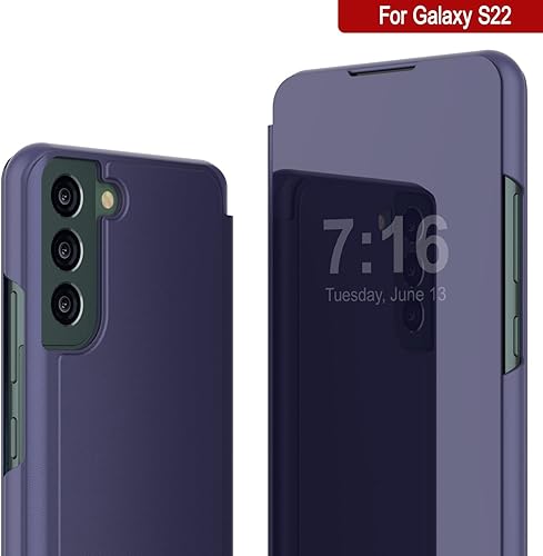 Miniatura 9 de Punkcase S22 Reflector - Funda protectora con tapa con espejo translúcido resistente a los arañazos y parte trasera de piel sintética