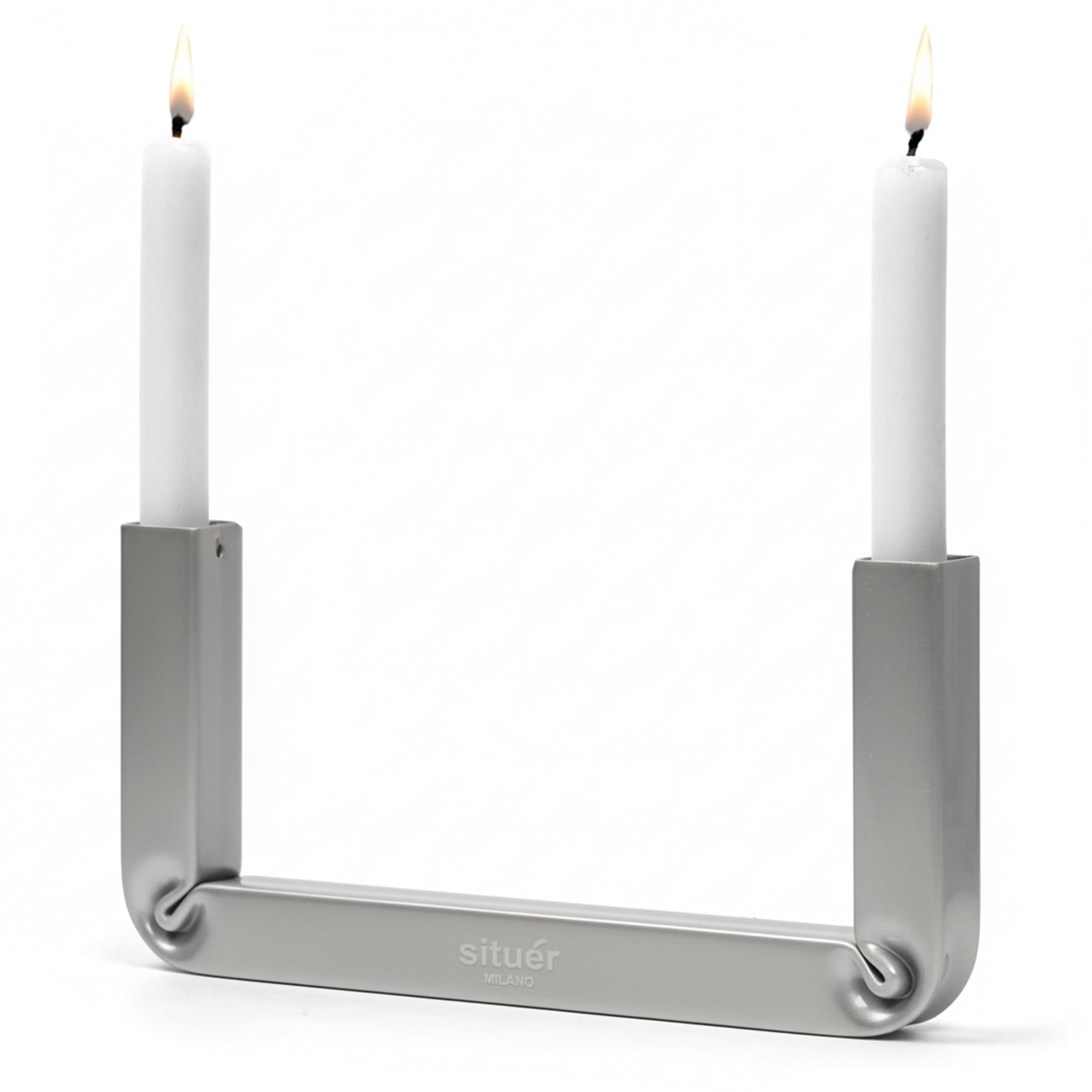 Situér Milano Lumiér Porta Candele da Tavolo 25x12cm di Design in Acciaio Cromato con Piega Brevettata - Candelabro Centrotavola Minimal e Moderno Made in Italy