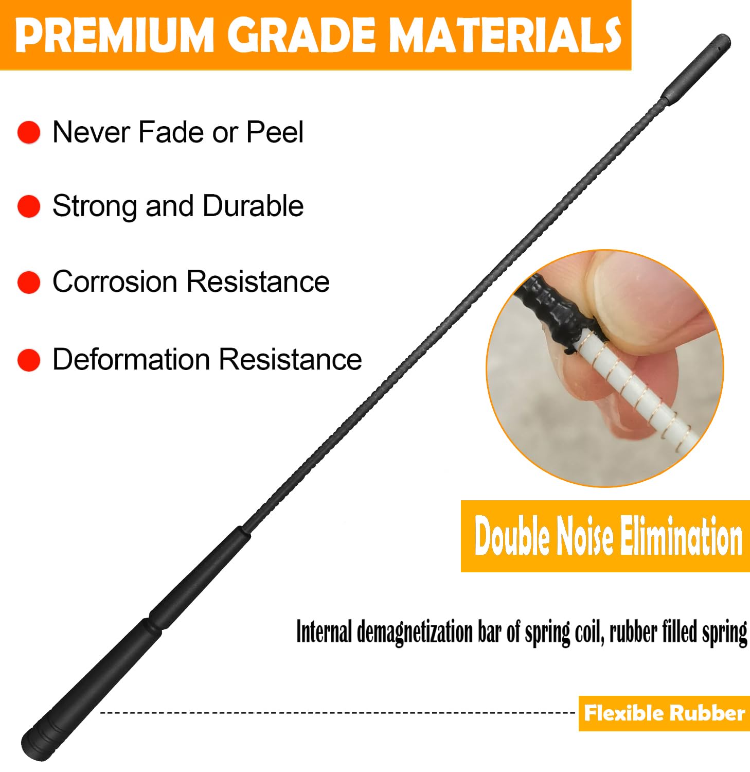 AntennaMastsRus 6 3/4 Inch Short Rubber Antenna - Compatible With Jeep Cherokee 1997-2001, Car Wash Proof, Internal Copper Coil - View #5