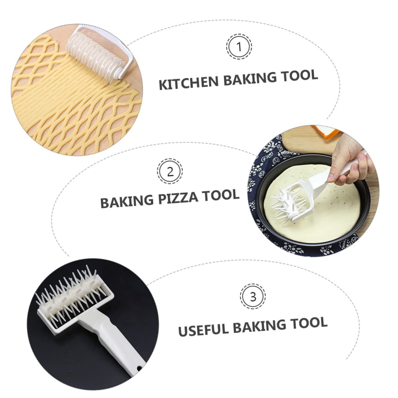 POPETPOP 2 Piezas Perforadora de Pizza Herramienta para Hornear Pizza de Rodillos de Repostería de Cocina y Hornear Galletas