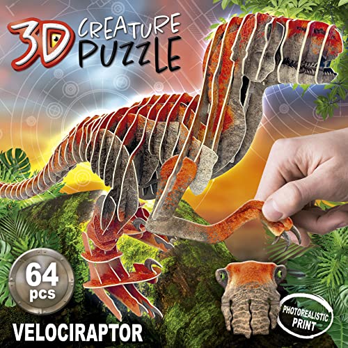 Educa Puzzle 3D Créature Vélociraptor | Assemblez Votre Propre Dinosaure en 3D de 55 cm de Long et 26 5 cm de Haut. 64 Pièces en Carton Recyclé. Images Photoréalistes | A partir de 19382 - vue 2