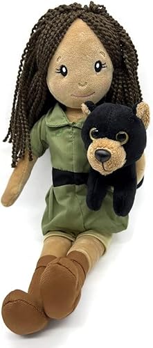 The Petting Zoo, Zookeeper - Muñeca y oso negro, amigo de peluche, regalos para niños, muñeca de peluche con oso negro, 16 pulgadas (piel oscura)