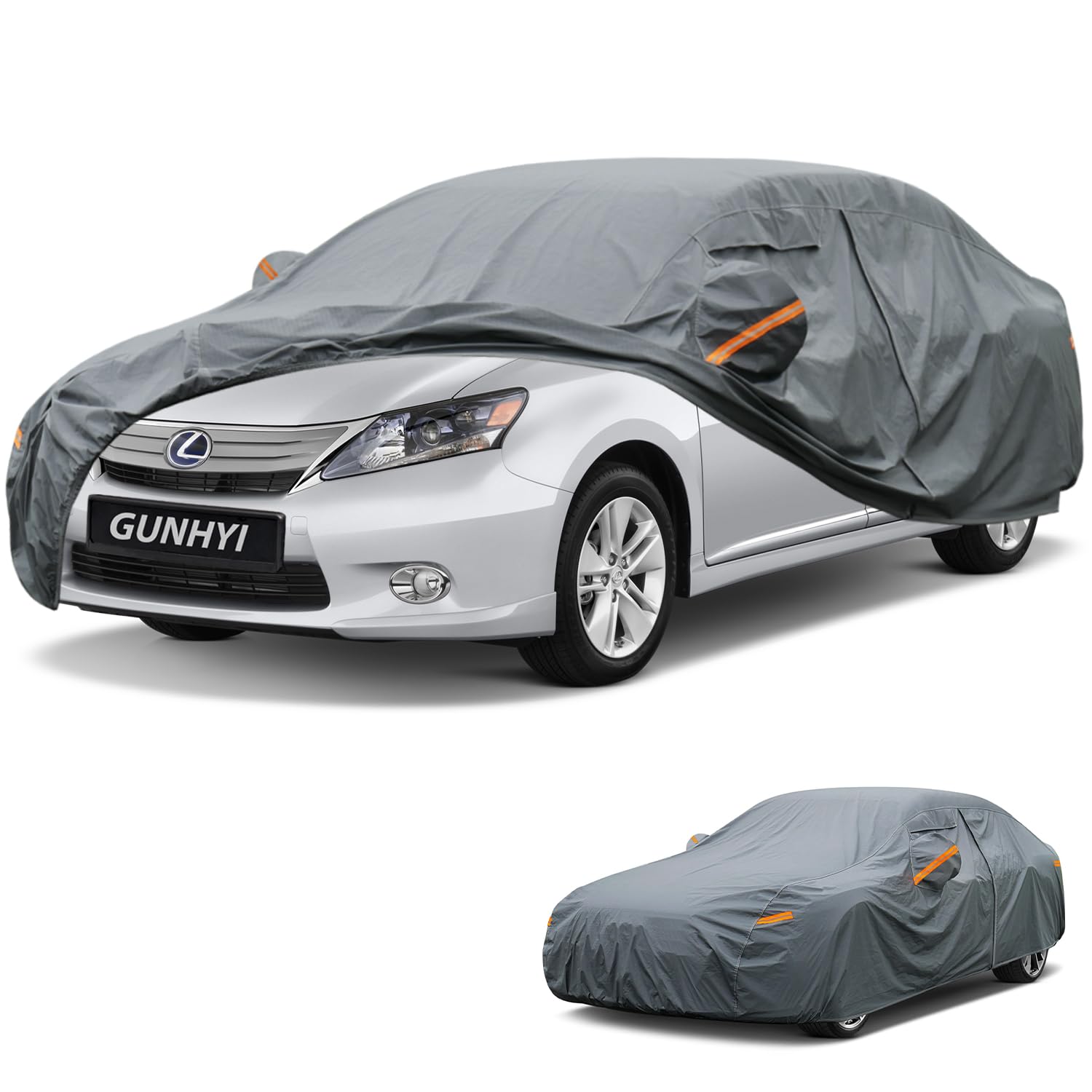 GUNHYI Premium Car Cover Custom Fit Lexus HS, 16 Layers Heavy Duty Car Cover Waterproof All Weather with Zipper Door for Sun Rain Snow Dust Uv Protection
