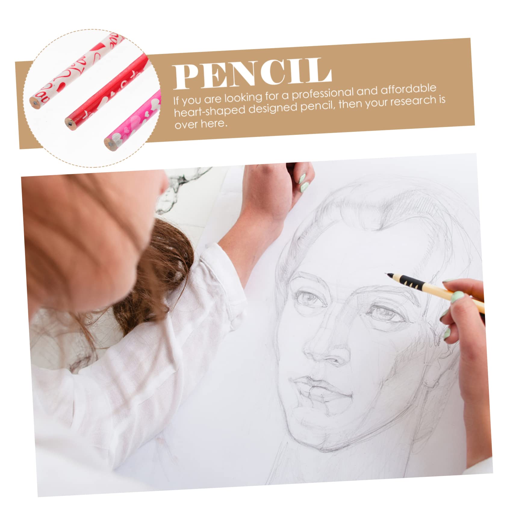 NUOBESTY 3 Ensembles Crayon D'amour Hb Crayon Ergonomique Des Crayons Travail Du Bois Gomme Pastel Crayons D'exercice De De Bois Pour Enfants Peuplier 50 Pièces * 3