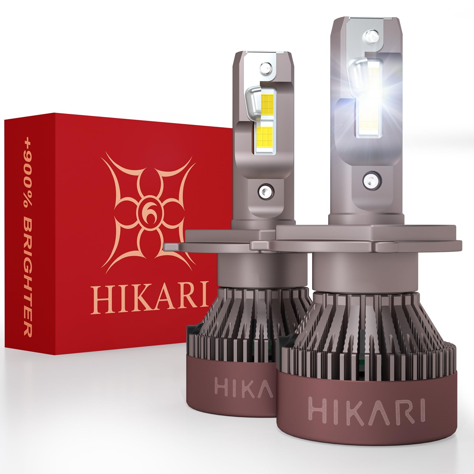 HIKARI 2026 Darkenex H4/9003 LED Foglight, 60000LM Pure White 6000K LED Bulbs, Plug & Play IP68 Waterproof Pack of 2