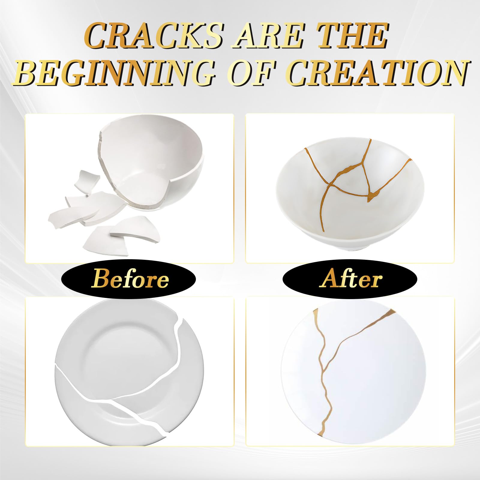 Kintsugi Repair Kit - Gold Pottery Glue for Beginners -2