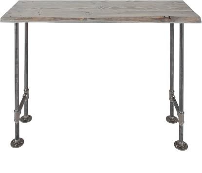Restore by Pipe DECOR Live Edge Wood Console Table 48 in. x 16 in. x 34 in. Reclaimed Ponderosa Pine Wood in Riverstone Grey with Industrial Pipe Legs