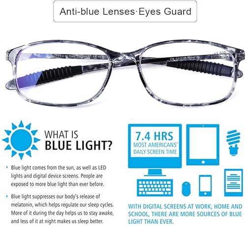 Miniatura 3 de DOOViC Lentes de lectura para computadora, paquete de 4 anteojos con bloqueo de luz azul, antifatiga visual, flexibles, ligeros, para mujeres y