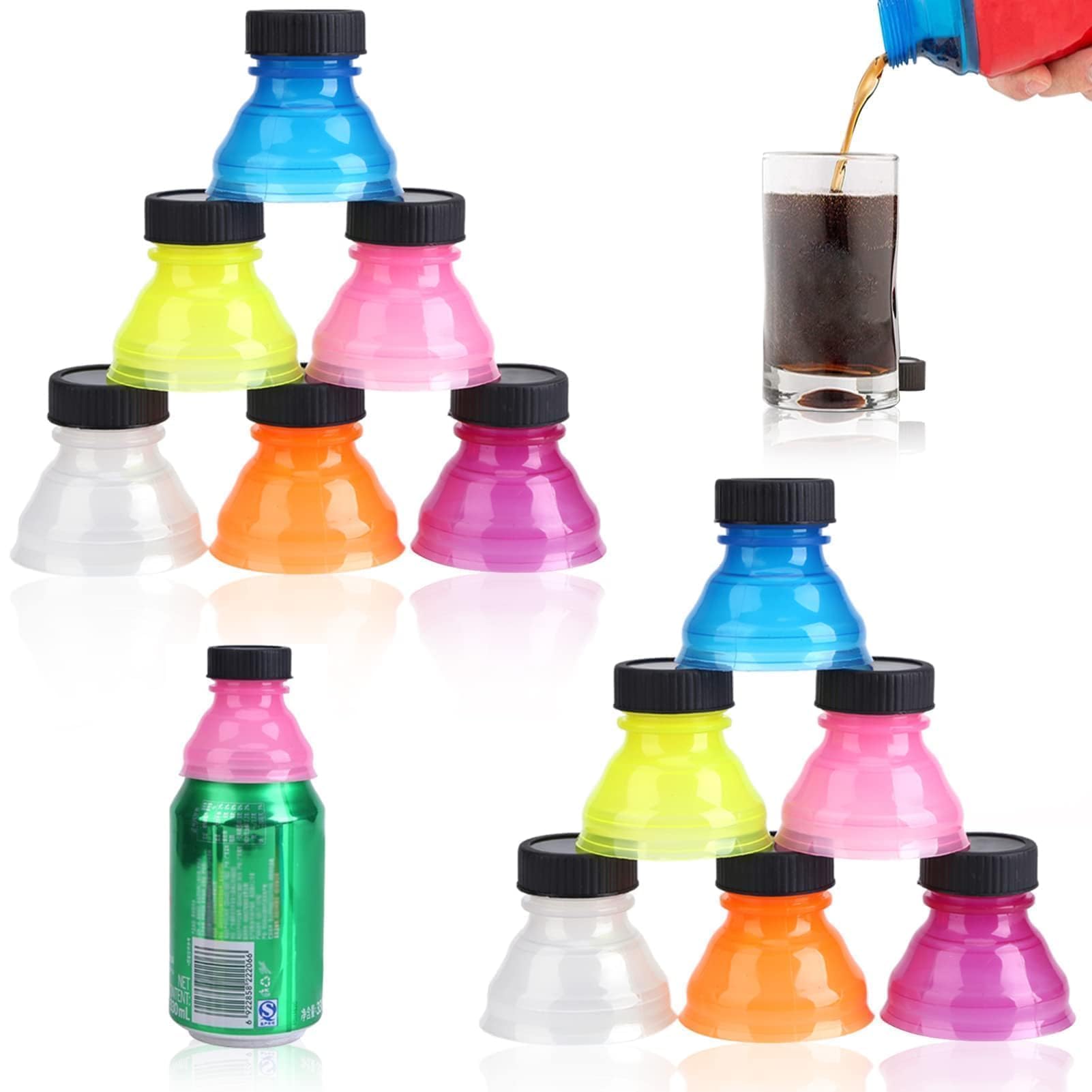 12PCS Colored Soda Can Lids, Reusable Fizz Lids 2.36