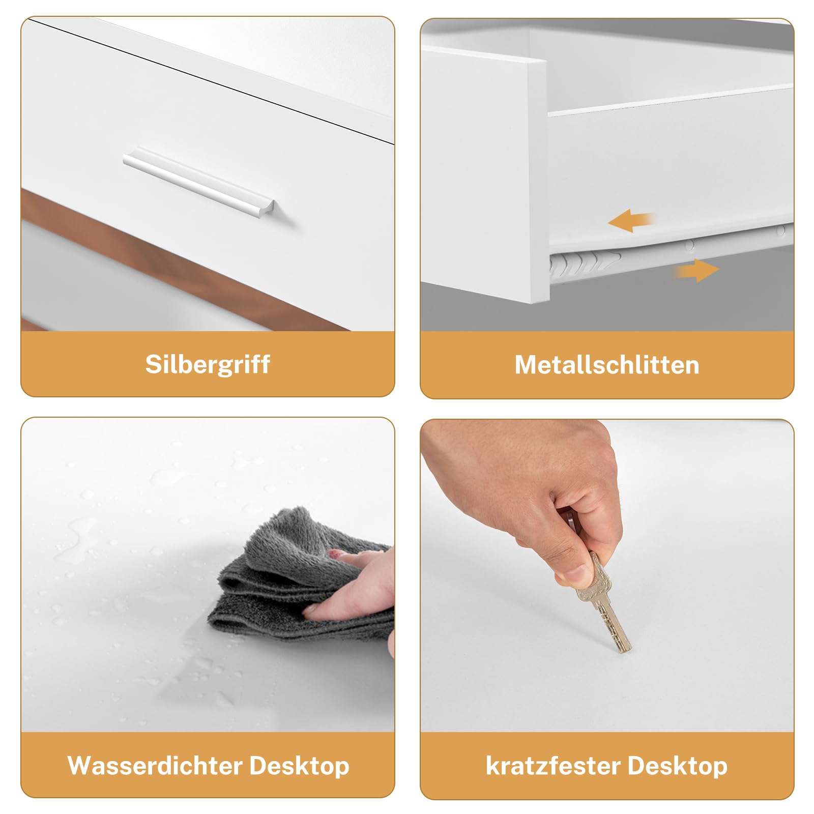 TEENFON Schminktisch mit Beleuchtung, Steckdose, offene Fächer, Schminktisch mit 3 Farben Spiegel, Einstellbarer Helligkeit, Moderne Schminktisch für Schlafzimmer, Weiß, 7 Schubladen Schminktisch