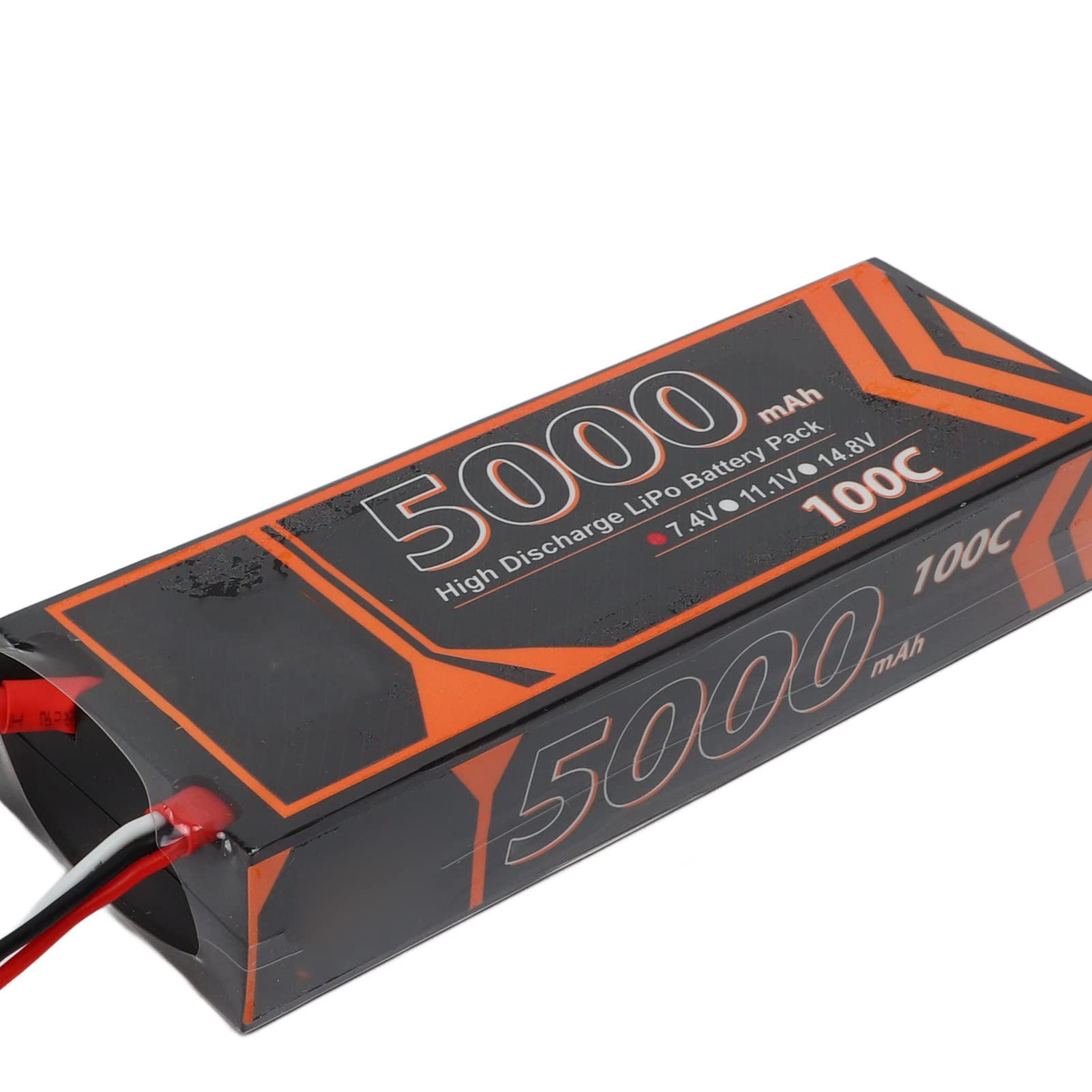 aqxreight Batteria Lipo RC Rigida da 7,4 V 5000 MAh 2S 100C con Spina Rossa a Forma di T per Auto RC Ad Alta velocità Droni Crawler Modelli da Corsa