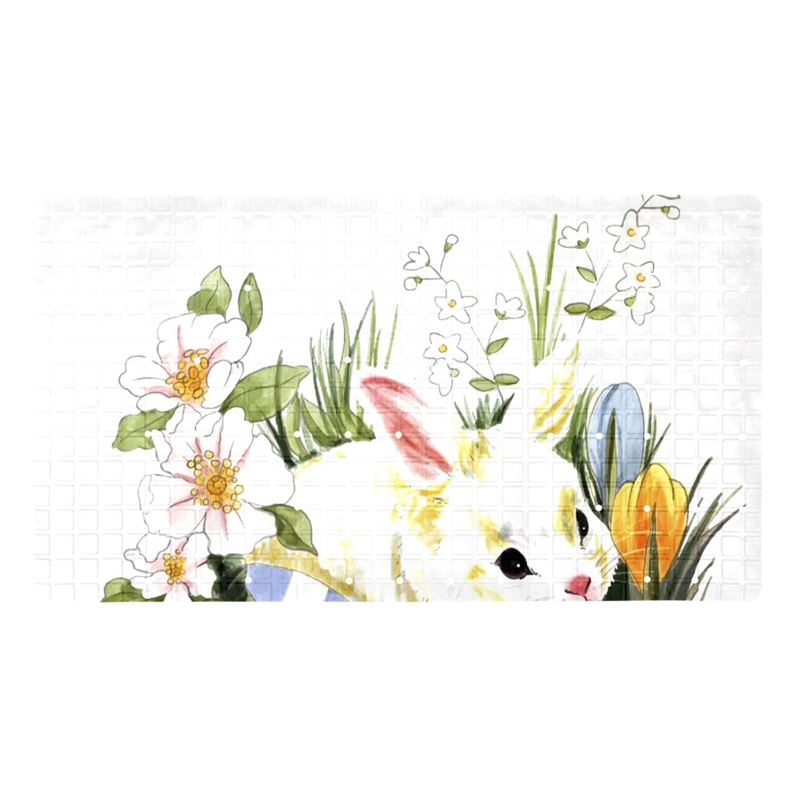 Tapis de baignoire antidérapant pour enfants lavable en machine lapin de Pâques