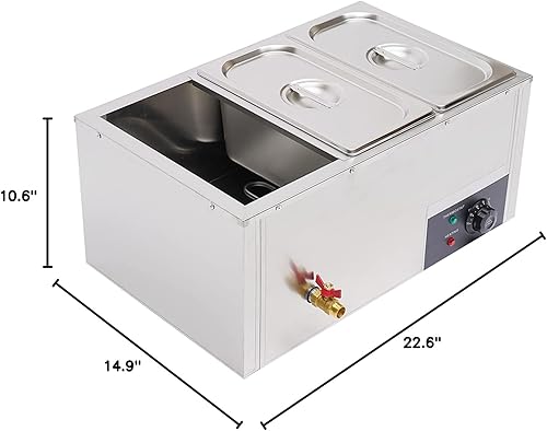 Miniatura 9 de Calentador de alimentos eléctrico comercial de 6 bandejas, 110 V, 850 W, acero inoxidable, Bain-Marie, para encimera de bufé, vaporizador de vapor,