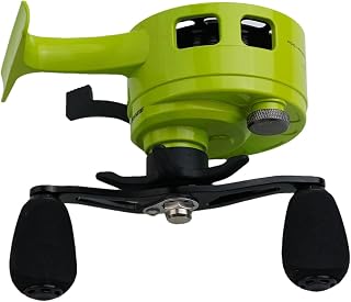 Inline Ice Fishing Reel with 3.2:1 Gear Ratio and 3+1 Bearings, Magnetic Drop System, Two-Way Free-Spool Lever, Braking Raft Design, ABS and Metal Construction