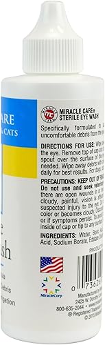 Miniatura 3 de Miracle Care Sterile Eye Wash for Dogs and Cats, 4 Ounce, Soothing and Non Stinging Eye Drops to Remove Debris