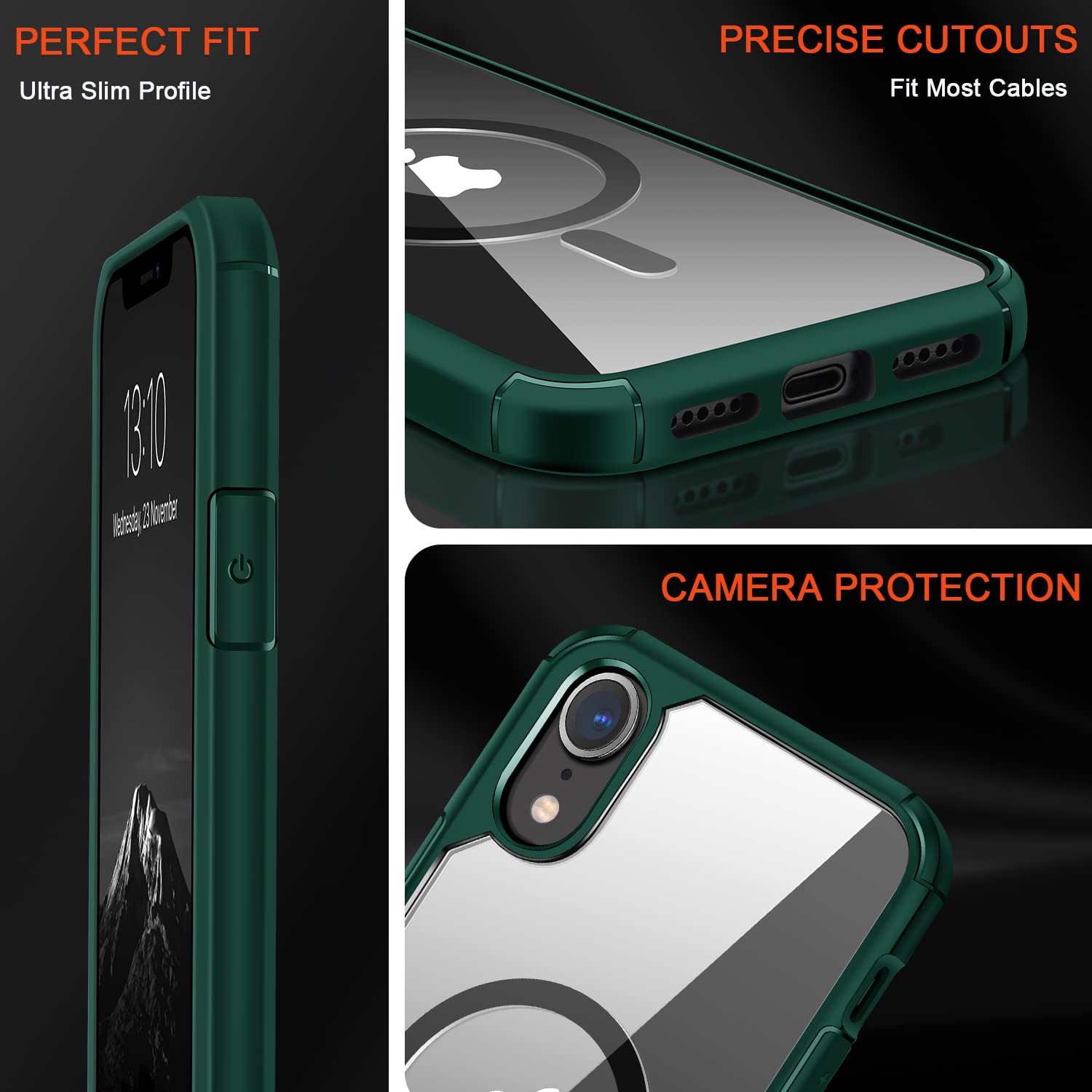 Cover TENDLIN Per IPhone 13 Pro Con MagSafe: Trasparente Rigida PC + Paraurti TPU Morbido Nero, Antiurto, Sottile - 5