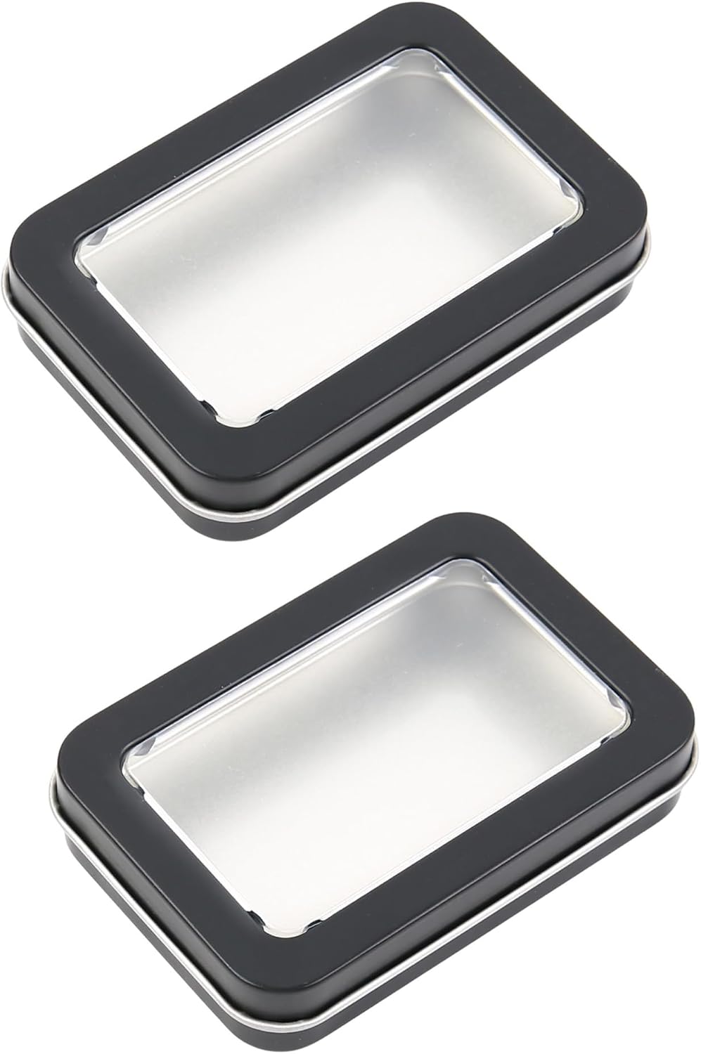 2Pack Portable Dental Floss Case with Transparent Window,Empty 3.4 * 2.3 * 0.7inch / 87x60x18mm Reusable Floss Holder,Dental Floss Dispenser for Travel, Hotel(Black)